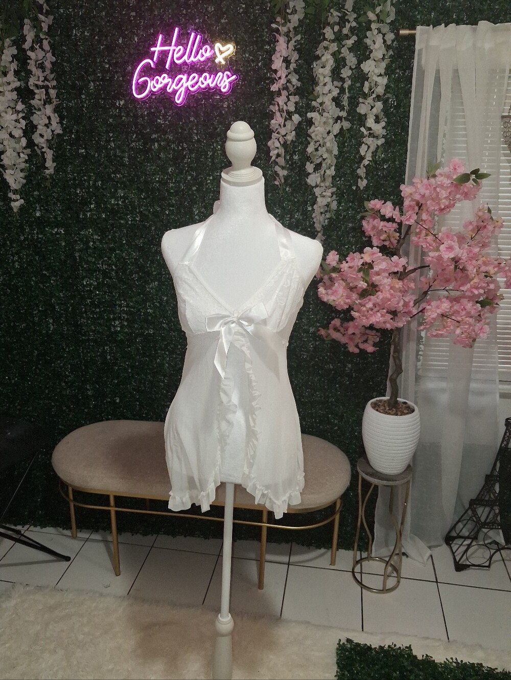 White Lace Halter Chemise Brand New